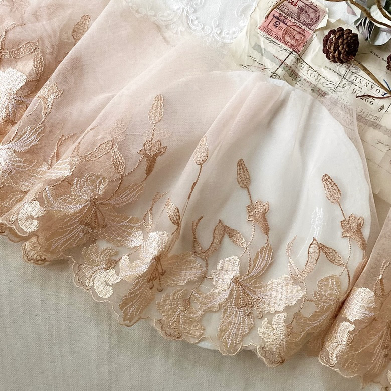 345レモン☆チュール☆お花＆いちご刺繍レース☆ハンドメイドマスク