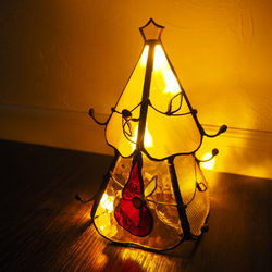 ステンドグラスの森のサンタさんクリスマスツリー　LED電飾つき 9枚目の画像