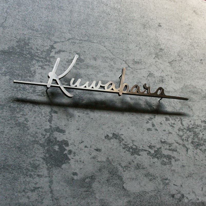 真鍮　切り文字　表札 手書き風　筆記体　#3　【サイズ、素材オーダー可】