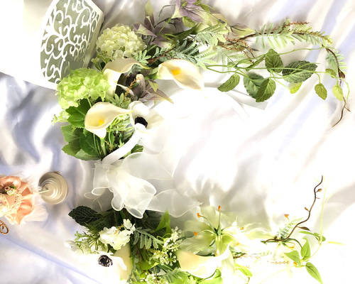 バレリーナブーケ　造花 青と白のバレリーナブーケ 造花ブーケ 人気 お洒落 素敵 ブルー