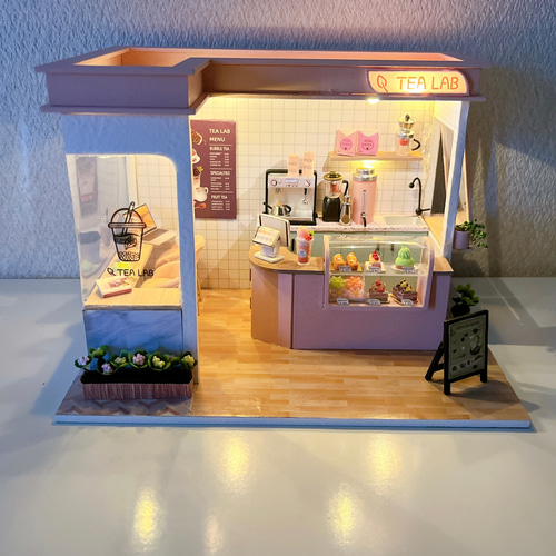 送料無料】ミニチュア ドールハウス ティーショップ 完成品
