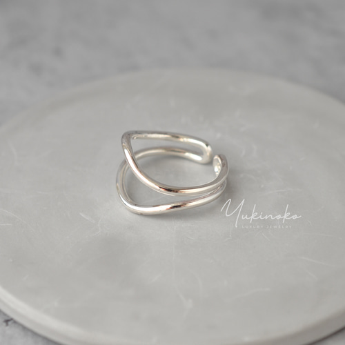 再入荷】SILVER925純銀 two line ange* アシンメトリー オープン