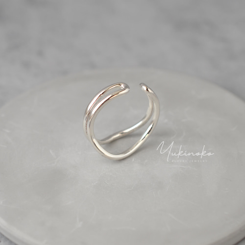 再入荷】SILVER925純銀 two line ange* アシンメトリー オープン
