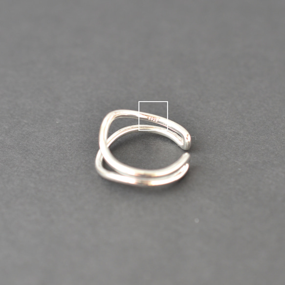 銀925純銀兩線天使*不對稱戒指戒指開口戒指銀R022 第8張的照片