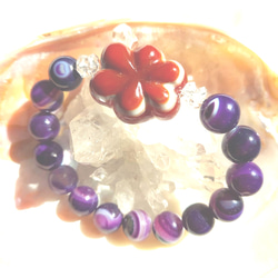 少し大きめなお花‼️蓮花羊眼板天珠さんのブレスレット ブレスレット