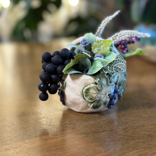 フルーツてんこ盛り〜手作り陶器の野葡萄バスケット その他インテリア