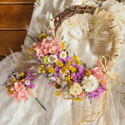 ドライフラワーリースブーケとブートニア～春の雪 ブーケ fumi 通販