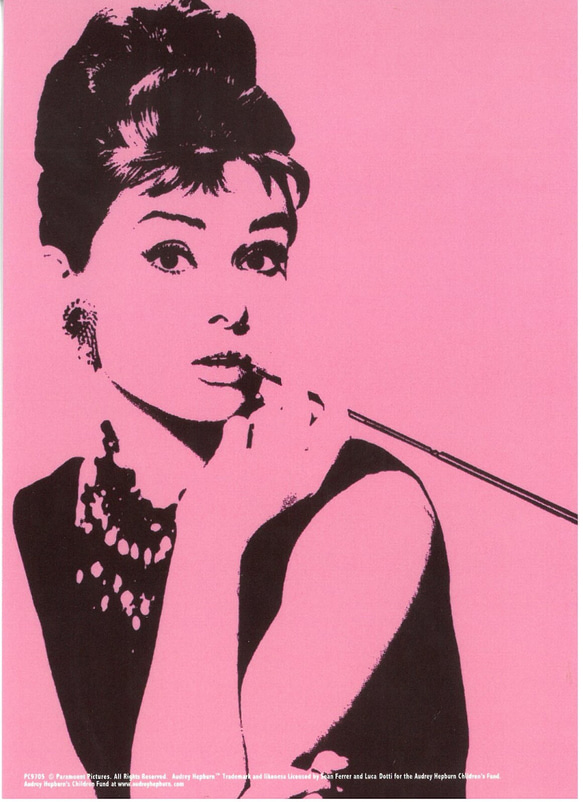 新入荷！イギリス！『 AUDREY HEPBURN オードリー・ヘプバーン　ポストカード　ピンク②』 ～同柄2枚セット～ 1枚目の画像