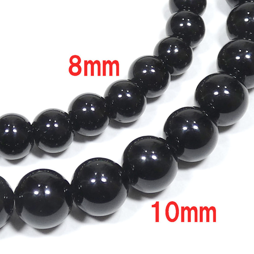 ジェットネックレス synthetic 10ミリ玉45センチ イヤリングおまけ付