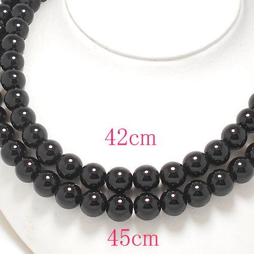 ジェットネックレス synthetic 10ミリ玉45センチ イヤリング