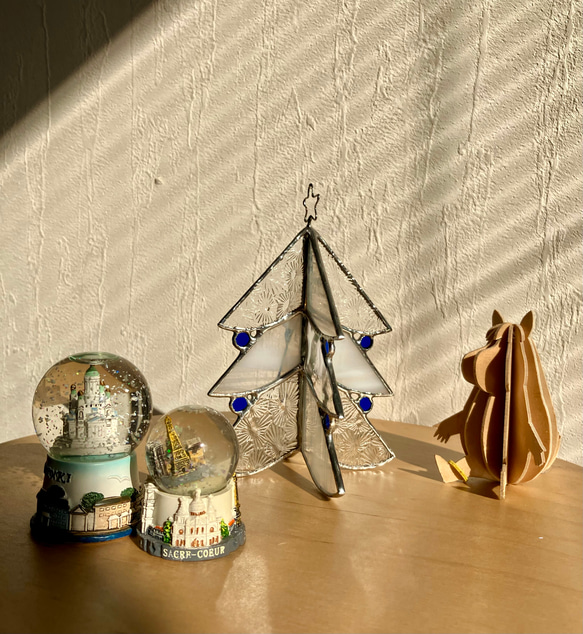 ステンドグラスのスノークリスマスツリー【受注制作】 2枚目の画像
