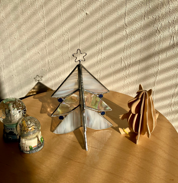 ステンドグラスのスノークリスマスツリー【受注制作】 5枚目の画像
