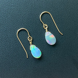 天然石♡桜プレシャスオパール×ティールブルーのピアス14kgf 天然石♡桜プレシャスオパール×ティールブルーのピアス14kgf