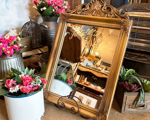 アンティークな部屋/ エレガントなウォールミラー/ 2way式（シャビー