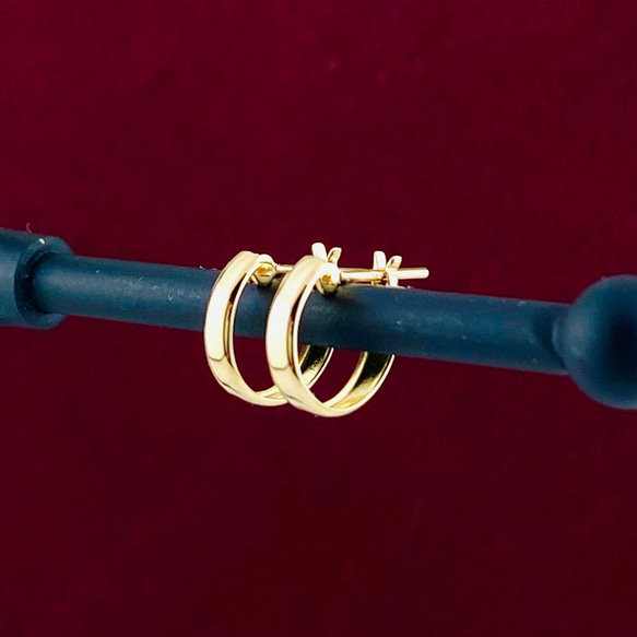 K18 18金 フープピアス 2×10mm 新品 ペア【日本製 本物 K18刻印