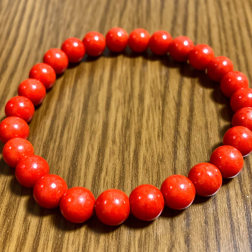 オレンジコーラル(約10mm玉)の天然石ブレスレット