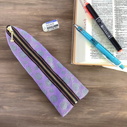 畳縁　波爾卡圓點　筆盒　 獨特　日式　霧泡　淡紫色和灰色 第1張的照片