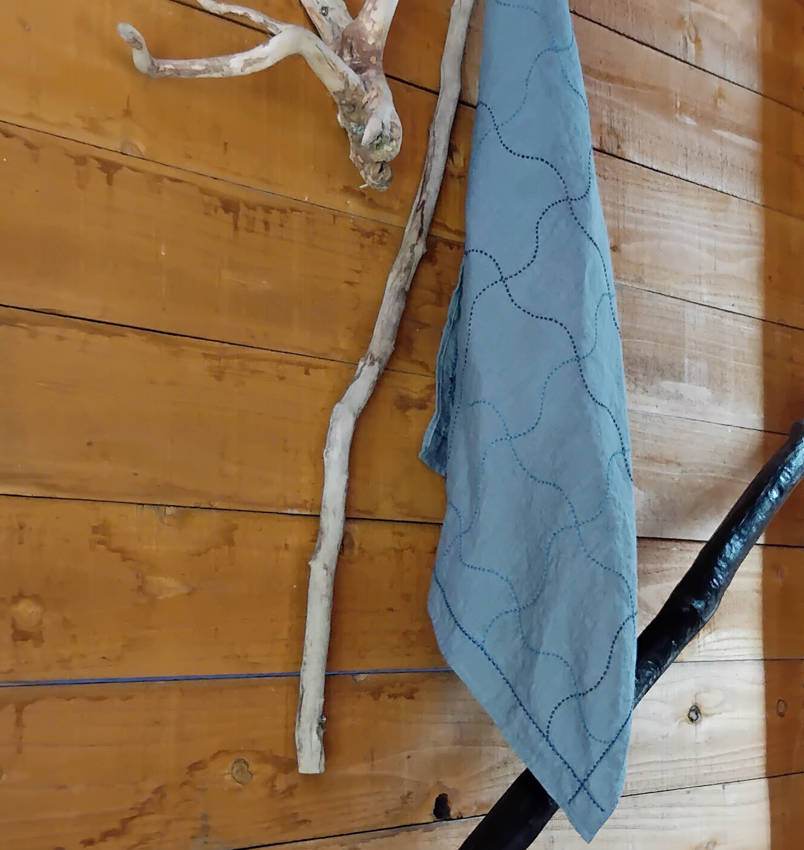 リネン2023　ﾍﾞﾙｷﾞｰリネン100%　小風呂敷き、バンダナサイズ　　分銅、グレイサックス