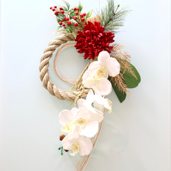 胡蝶蘭と大和菊のしめ飾り（ラッピング無料） 4枚目の画像
