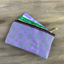 畳縁　零錢包　名片夾　波爾卡圓點　霧泡　淡紫色和灰色 第2張的照片