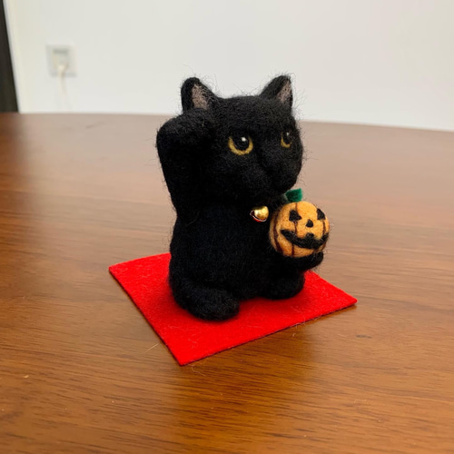 ❀クロネコさん ハンドメイド布小物 パネルサンプル 黒猫❀ 招き猫 黒猫 (受注制作) クロネコ くろねこ 猫グッズ 羊毛