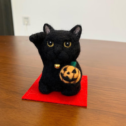 黒猫 くろねこ クロネコ 招き猫 ハロウィン 羊毛フェルト