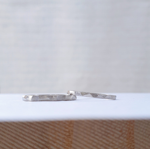 京都結婚指輪 プラチナ2本セット マリッジリング 細い結婚指輪  京都マリッジリング シンプル結婚指輪 【細め削り柄】 3枚目の画像