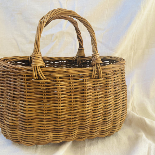 藤つるカゴバック 1点もの】藤・ラタン つる かごバック かごバッグ かご編みtecopoco