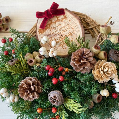 あったか木製プレートのハーフリース*クリスマスリース リース Rosa