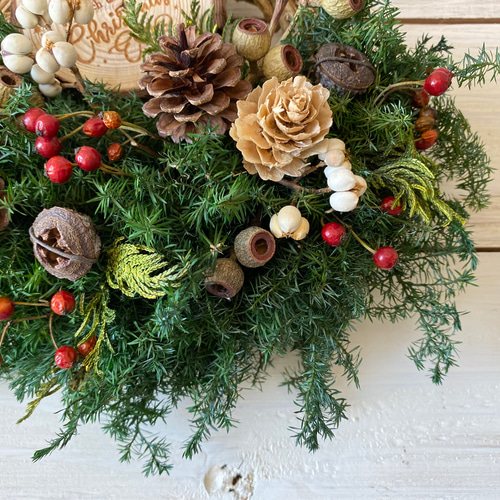 あったか木製プレートのハーフリース*クリスマスリース リース Rosa