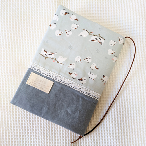 しまめなが専用ページ A5サイズ シマエナガ×ブルーグレー ブックカバー ブックカバー mii