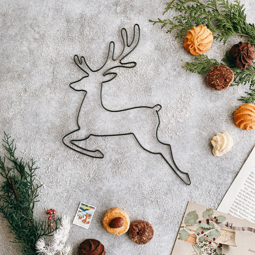 クリスマスに♫トナカイB (虫ピン付属)ワイヤーアート ウォールデコ