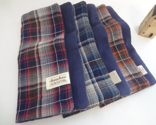 チェック*8重やわらかガーゼハンカチ*大3枚セット ハンカチ・手ぬぐい