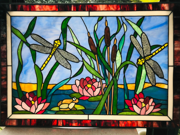 ステンドグラス 高級アートパネル インテリア壁掛け（Ap.62 水辺の