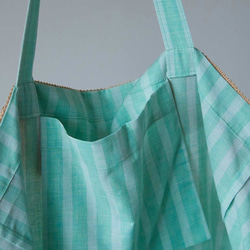 cotton stripe bag (green) 6枚目の画像