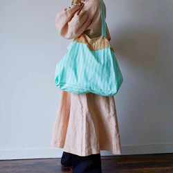 cotton stripe bag (green) 10枚目の画像