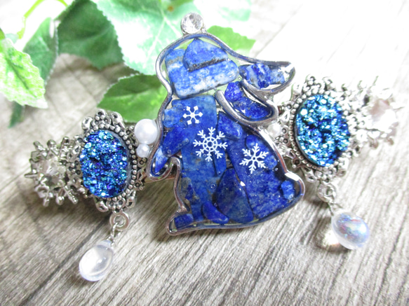 再販。うさぎ 雪 レジンヘアゴム ブローチ 【公式通販】