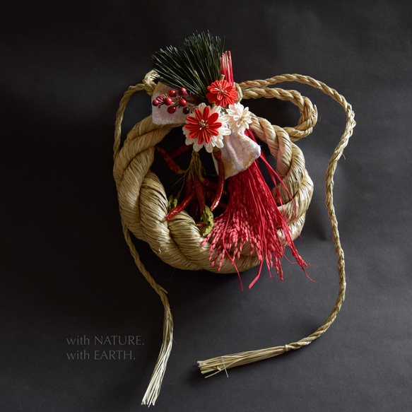 New year Wreath. UNRYU,RW_0722　- つまみ細工のしめ縄飾り 1枚目の画像