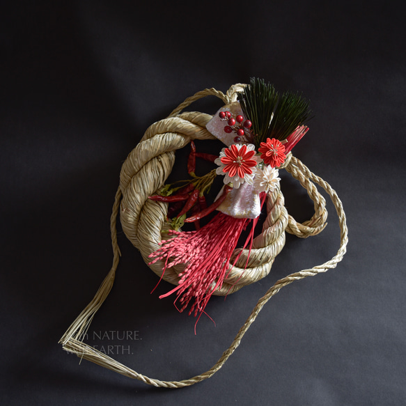 New year Wreath. UNRYU,RW_0722　- つまみ細工のしめ縄飾り 4枚目の画像