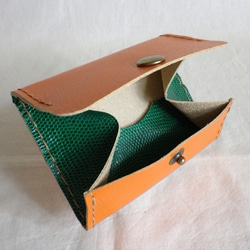 ボックス　コインケース　オレンジ＆グリーン 3枚目の画像