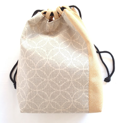 伝統織物のトップブランド　塩沢織手巾着バッグ 1枚目の画像