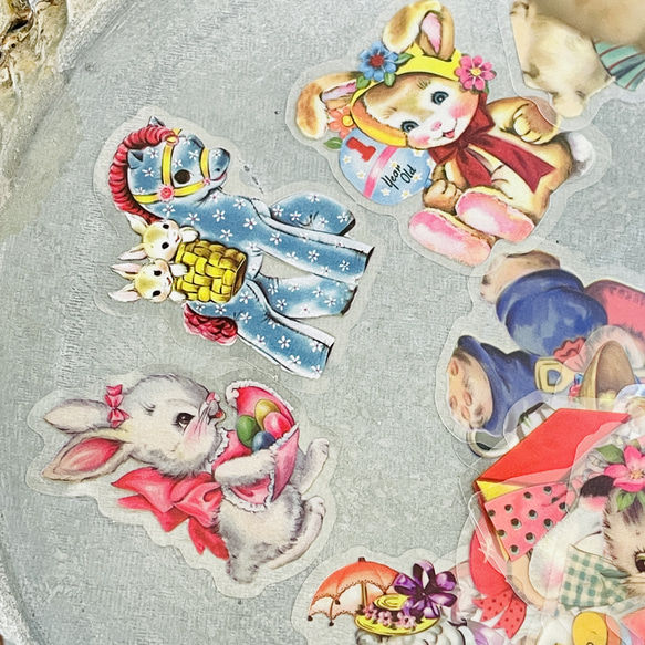 ヴィンテージグリーティングカードアニマルシールアソート20枚入（クマ