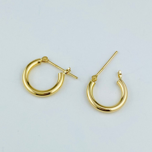今ならほぼ即納！ K18 刻印入り 【日本製・本物 フープピアス 2×13mm 18金 アクセサリー
