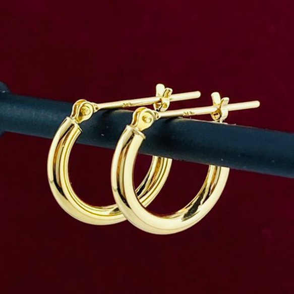 【福袋セール】 18金 K18 2×13mm 刻印入り 【日本製・本物 フープピアス アクセサリー