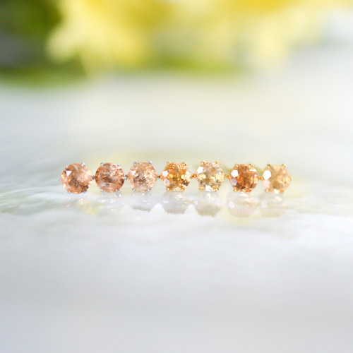 天然石インペリアルトパーズのシンプルな一粒スタッドピアス】黄色