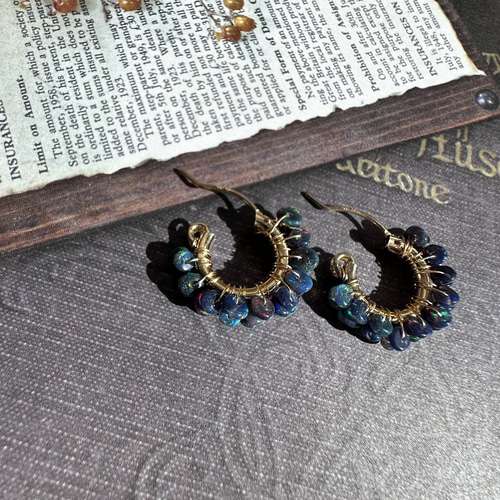 k14gf ブラックオパール フープピアス ピアス（フープ） sango