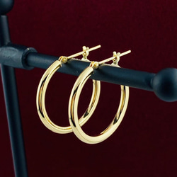 K18 18金 2×20mm フープピアス 【日本製・本物 刻印入り K18 18金 2×20mm フープピアス 【日本製・本物 刻印入り