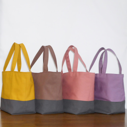 ローズピンク×ダークグレー）帆布ツートンカラーのB5サイズの