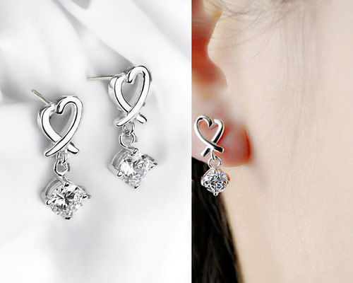 ピアス レディース 金属アレルギー対応 シルバー925 ハート 揺れる