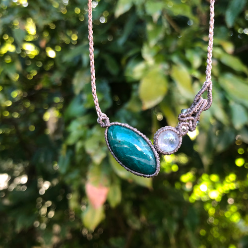 ラリマーアマゾナイトマクラメネックレス